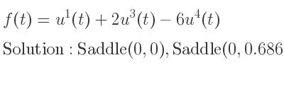 The f(t)=u^1(t)+2u^3(t)-6u^4(t) is Saddle(0,0),Saddle(0,0.68673…)